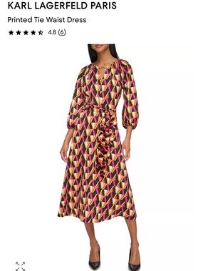 Karl Lagerfeld Geometric Maxi Dress in Pink, Gold & Black